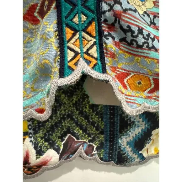 MSRP $290 NWOT Johnny Was Patchwork Silk Cane Blouse Size S-M | SAME DAY SHIP - Picture 5 of 8